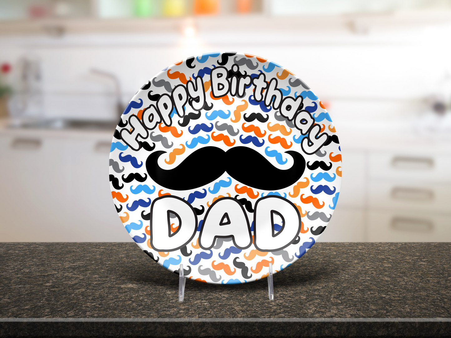 Happy Birthday Moustache Plate