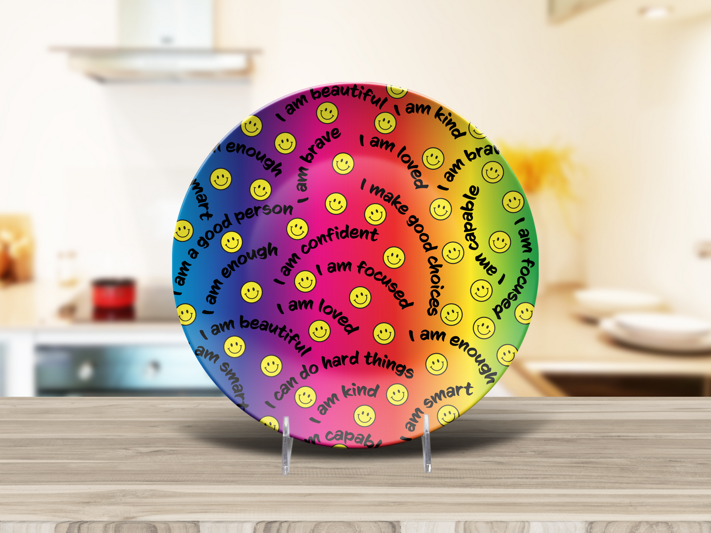 Smiley Face Affirmations Plate