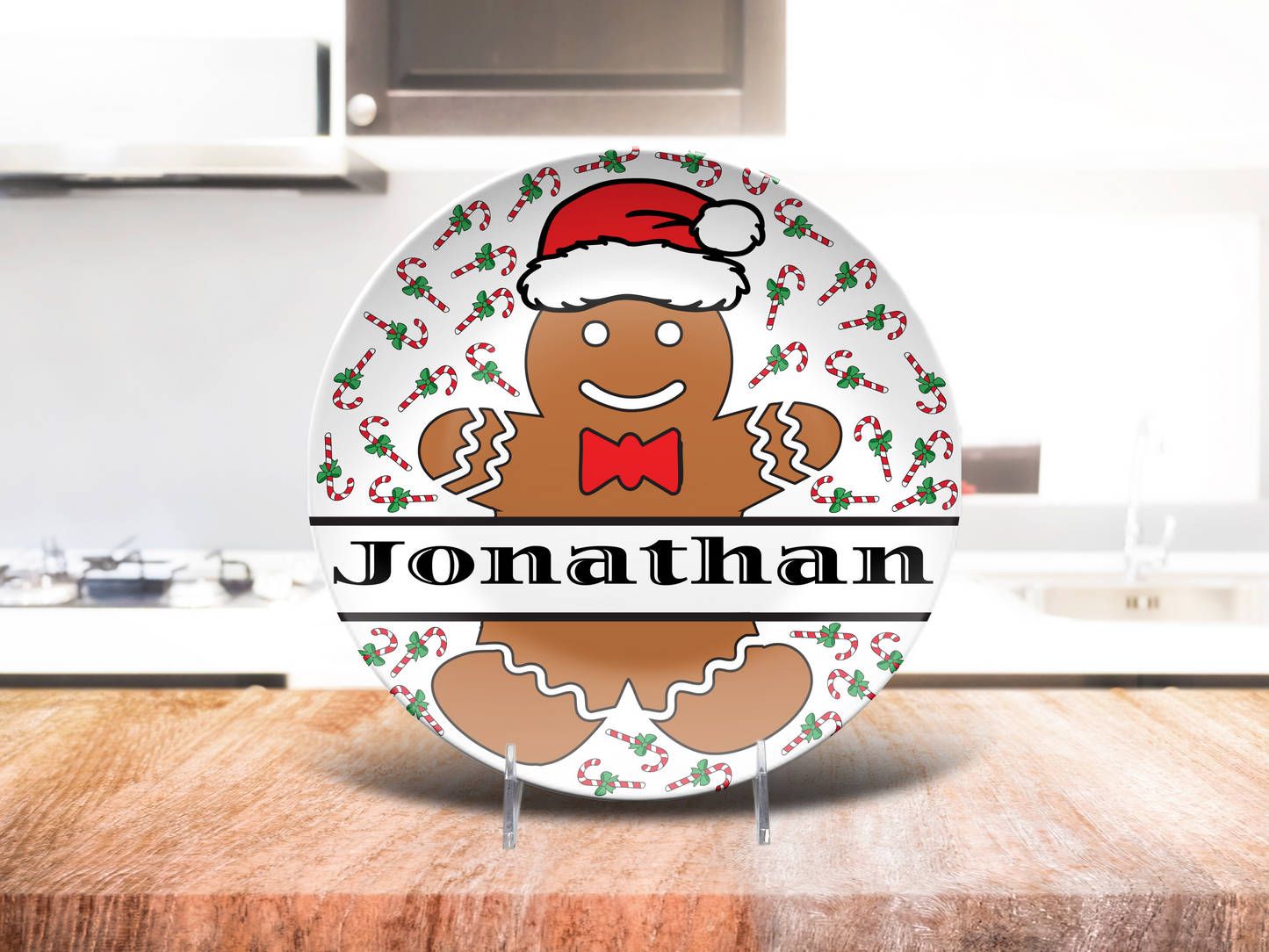Gingerbread Boy Custom Name Dinner Plate