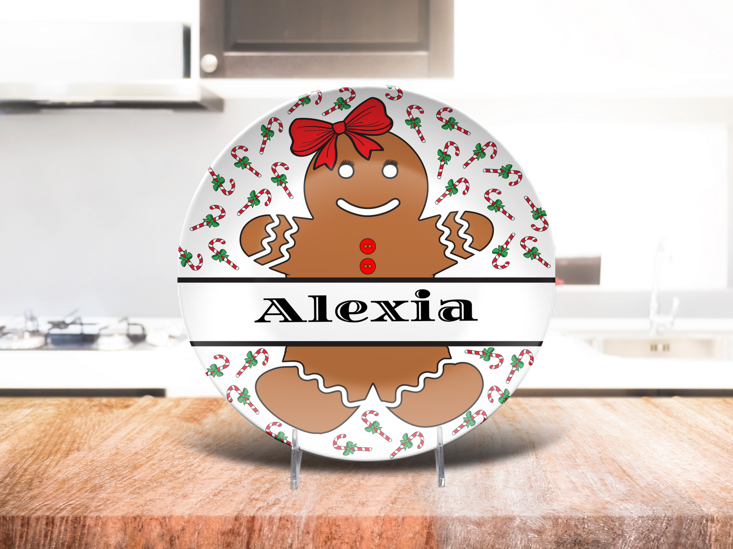 Gingerbread Girl Custom Name Dinner Plate
