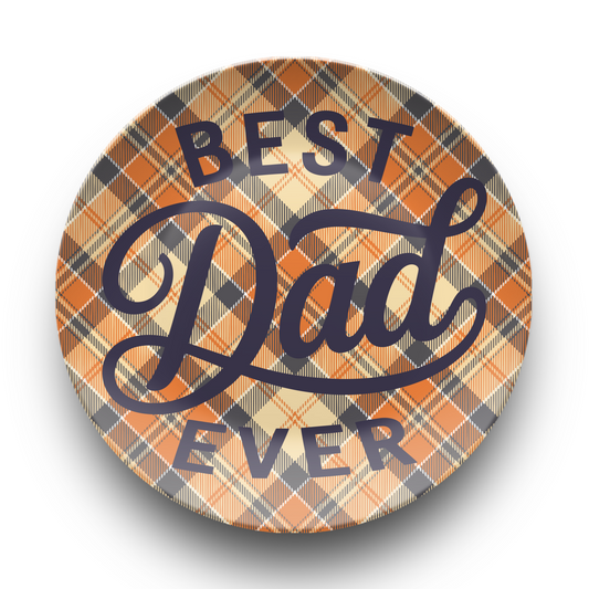 Best Dad Ever Plaid Dinner Plate