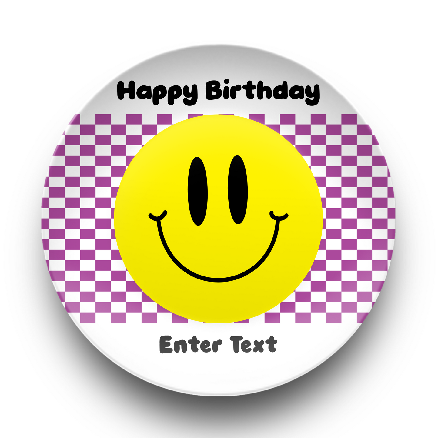 Personalized Checkered Smiley Face Plate