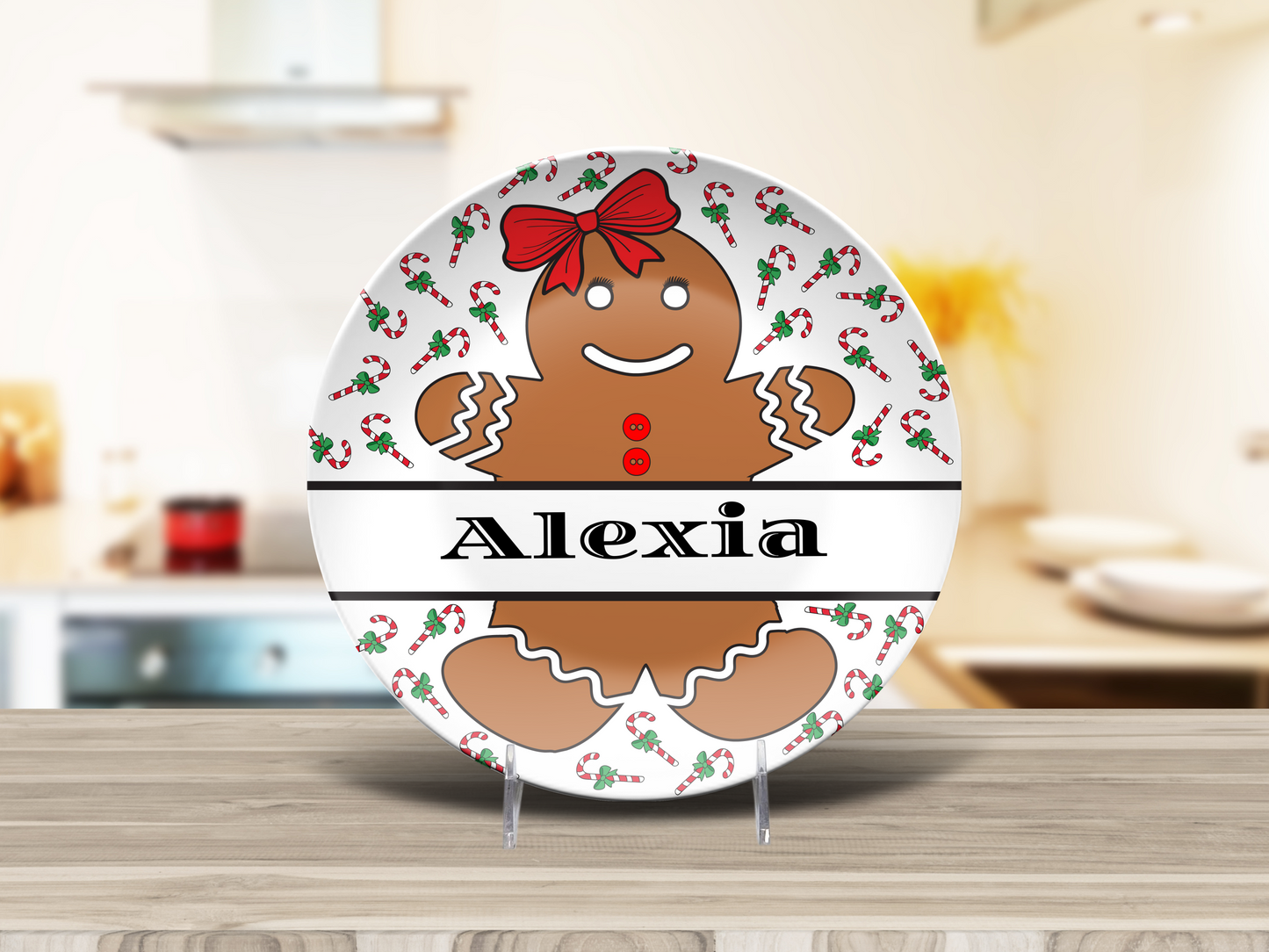 Gingerbread Girl Custom Name Dinner Plate