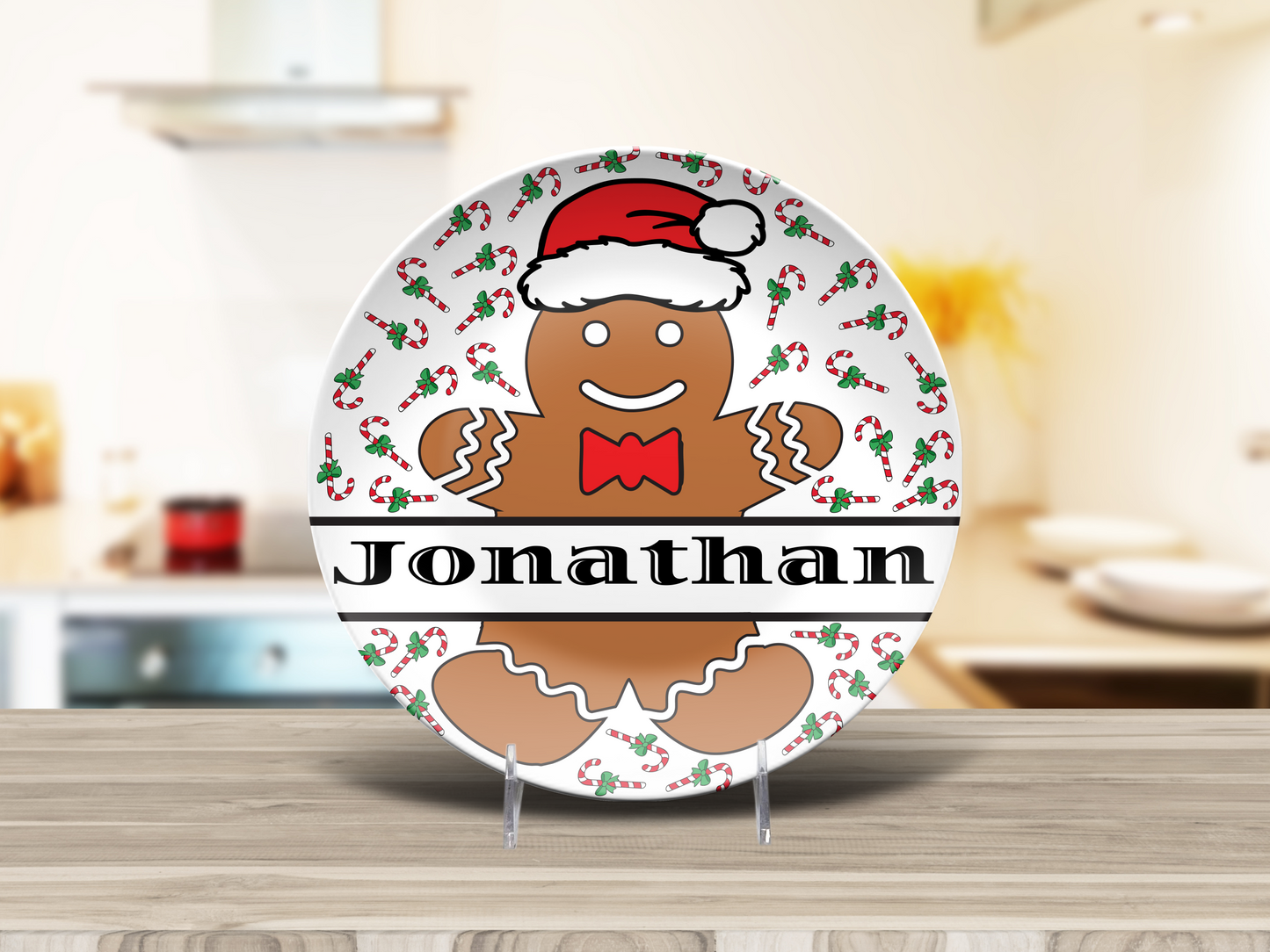 Gingerbread Boy Custom Name Dinner Plate