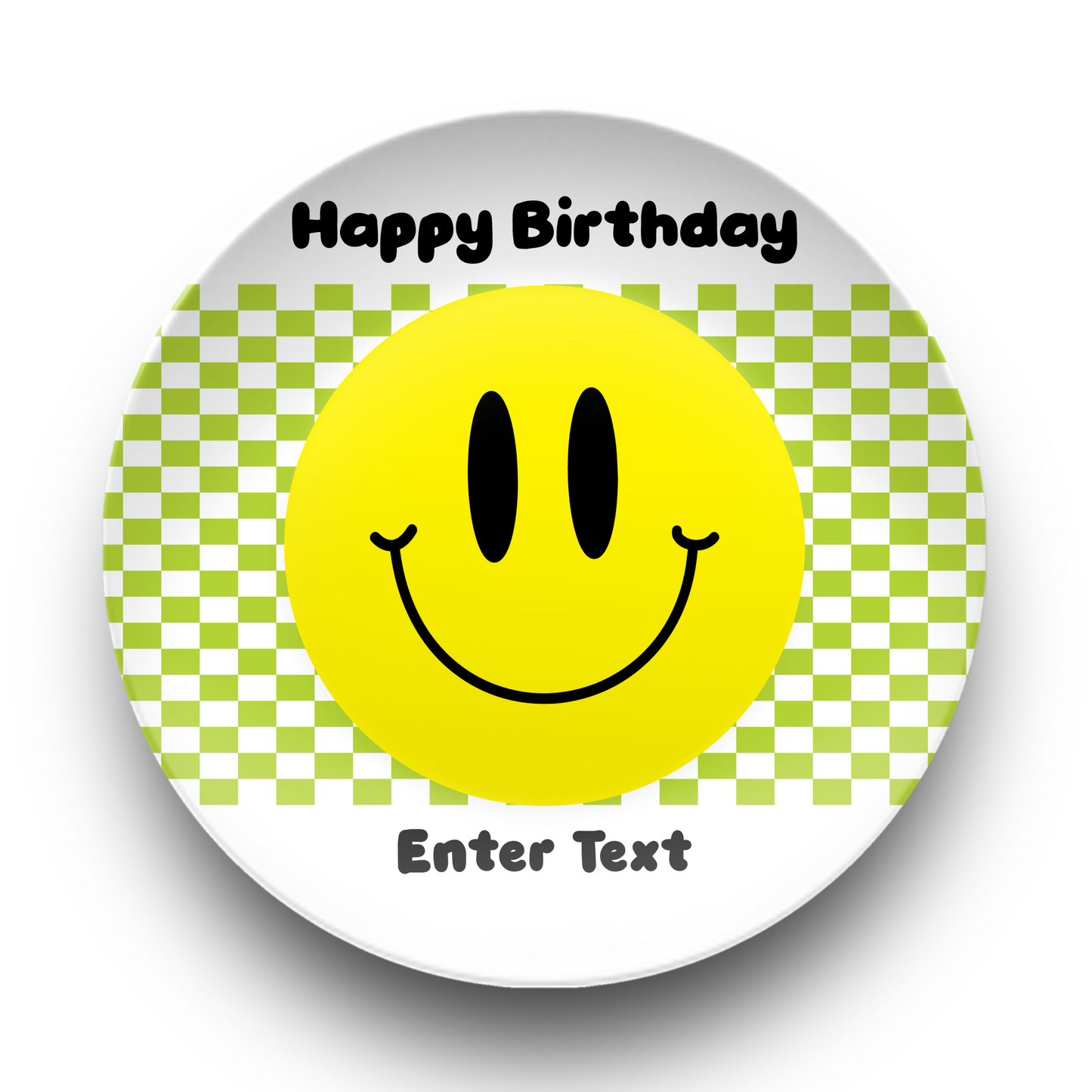 Personalized Checkered Smiley Face Plate