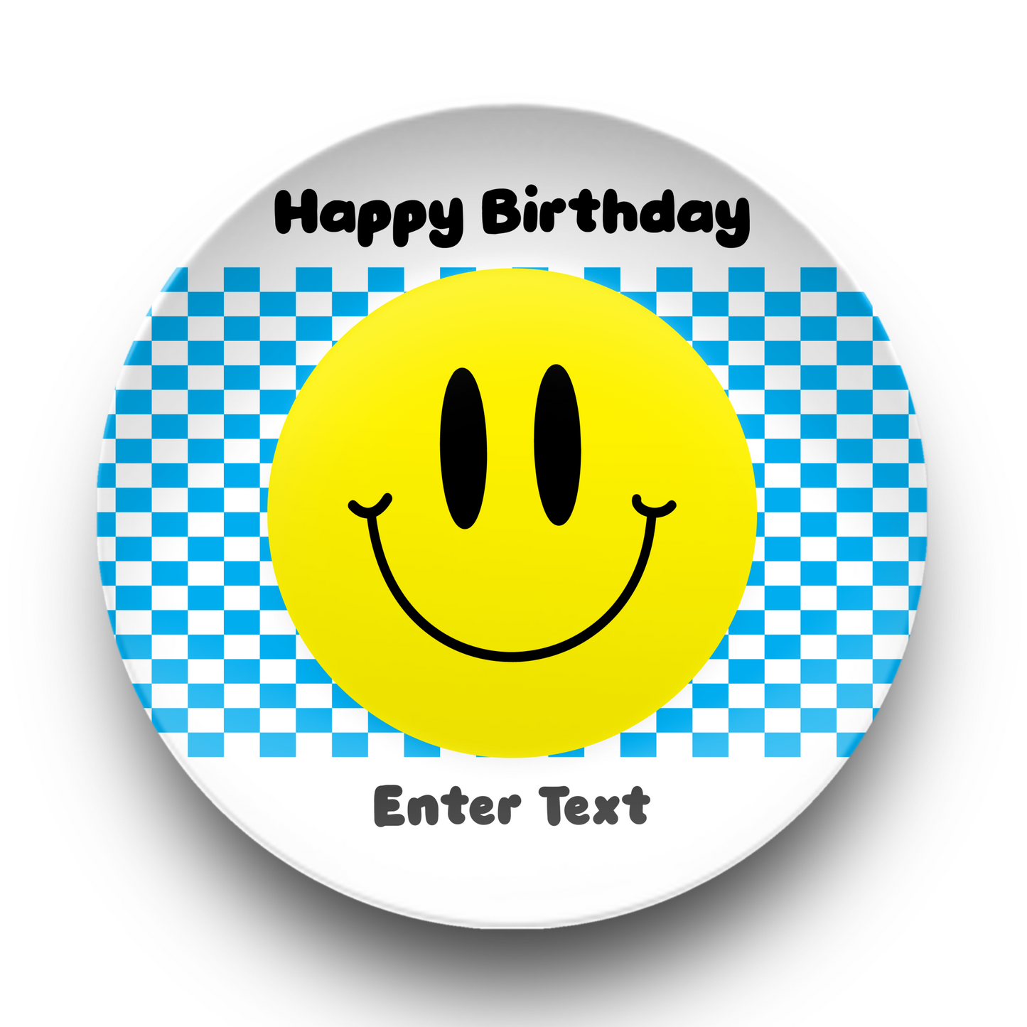 Personalized Checkered Smiley Face Plate