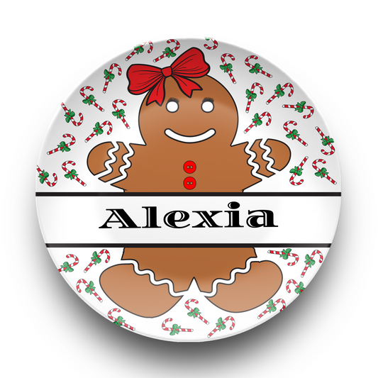 Gingerbread Girl Custom Name Dinner Plate