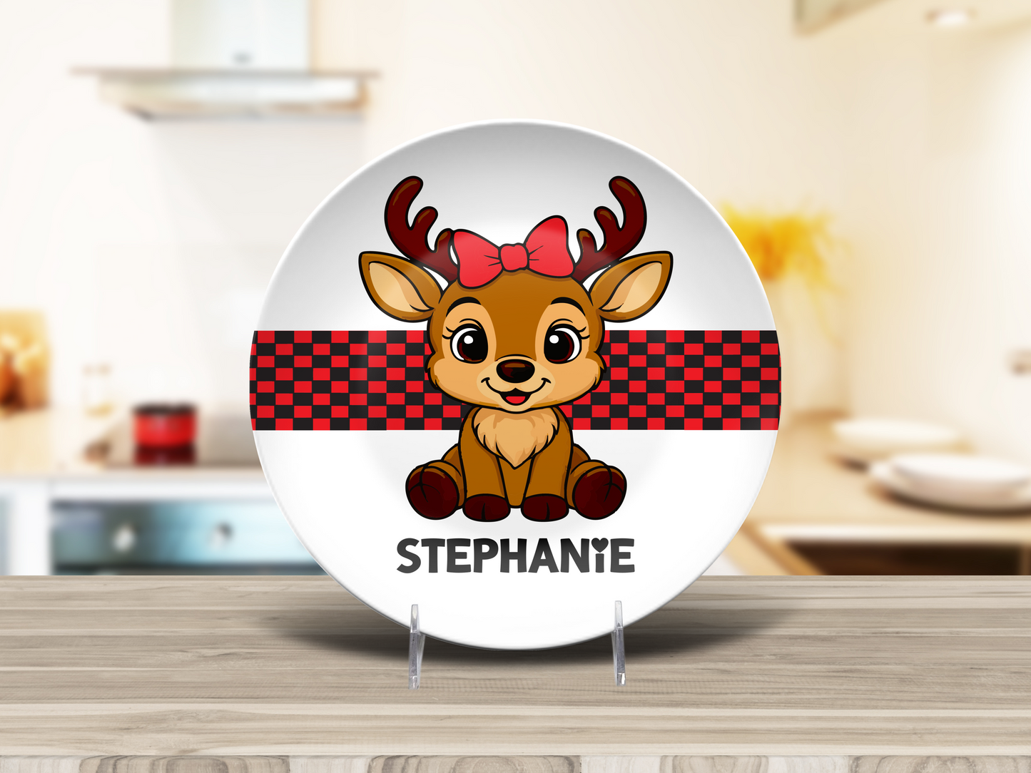 Reindeer Girl Custom Dinner Plate