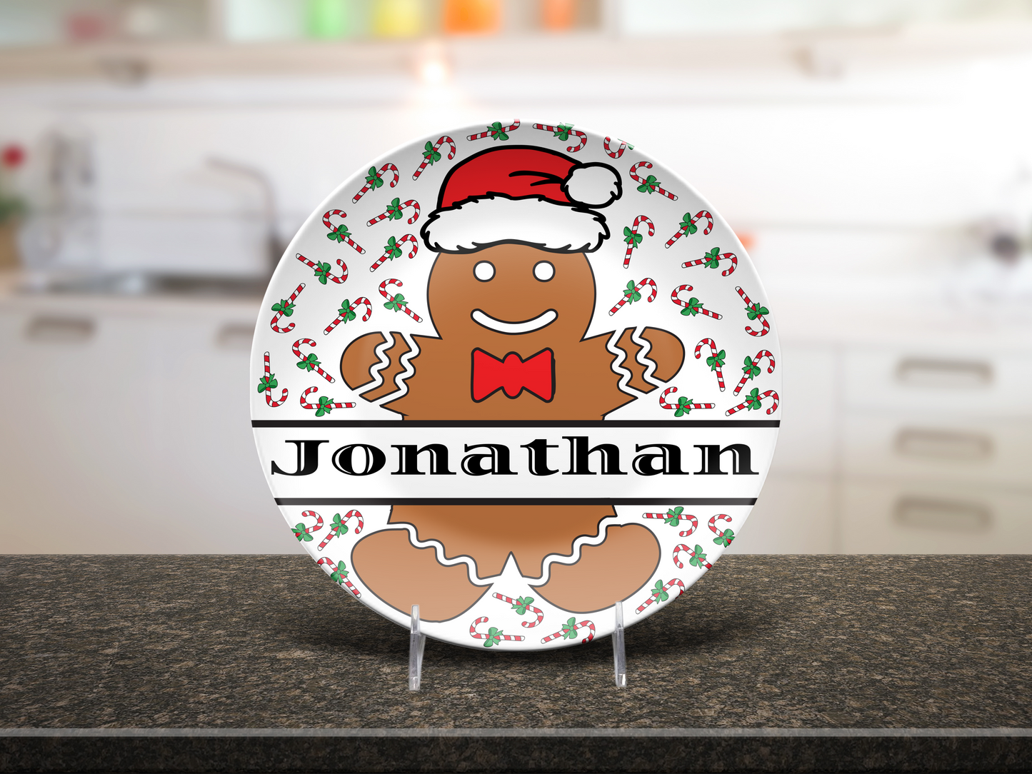 Gingerbread Boy Custom Name Dinner Plate