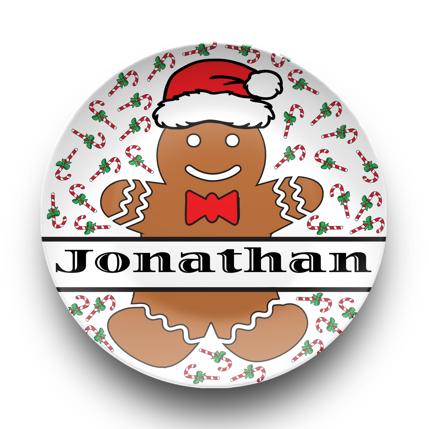 Gingerbread Boy Custom Name Dinner Plate