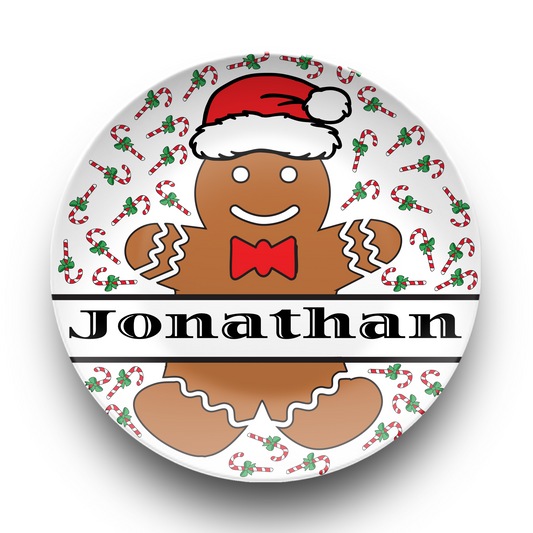 Gingerbread Boy Custom Name Dinner Plate