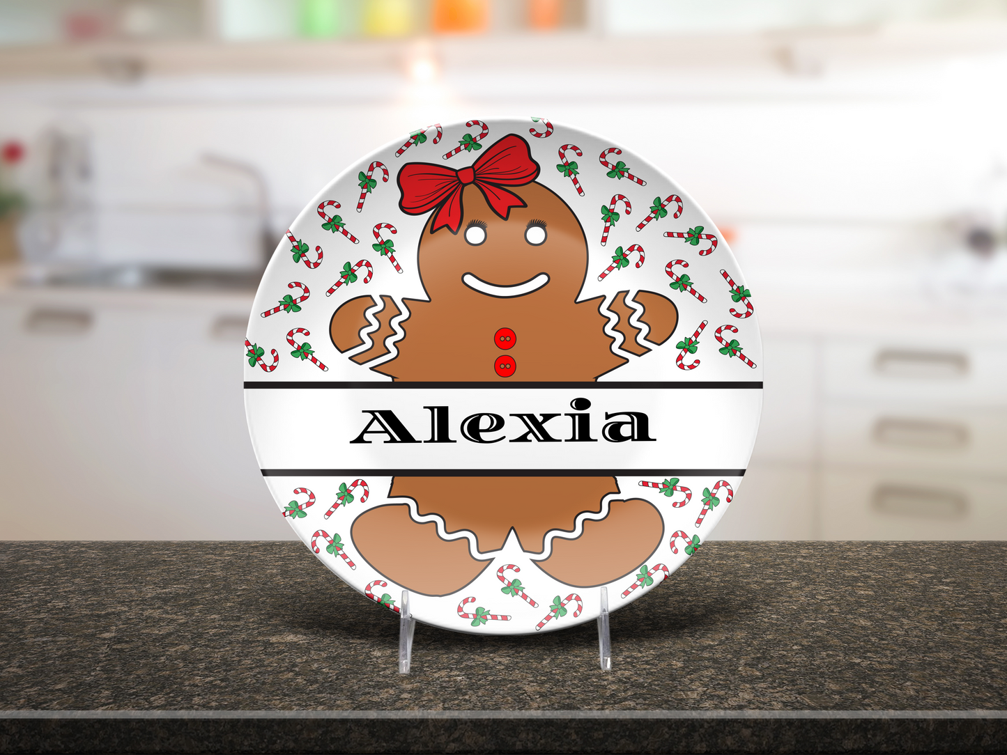 Gingerbread Girl Custom Name Dinner Plate