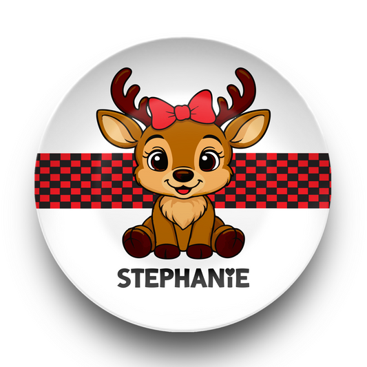 Reindeer Girl Custom Dinner Plate