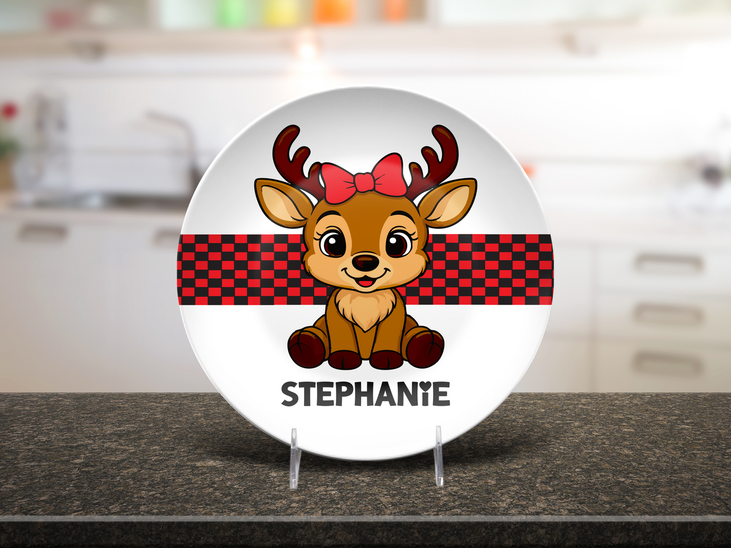 Reindeer Girl Custom Dinner Plate