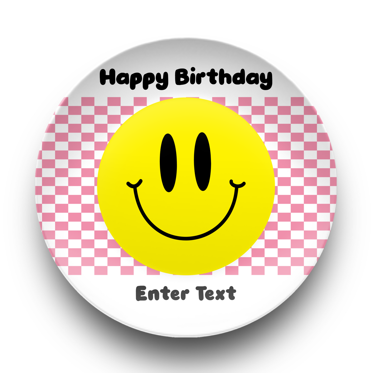 Personalized Checkered Smiley Face Plate