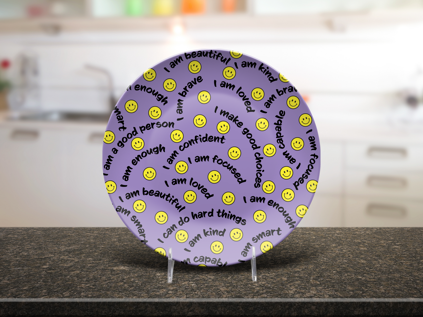 Smiley Face Affirmations Plate